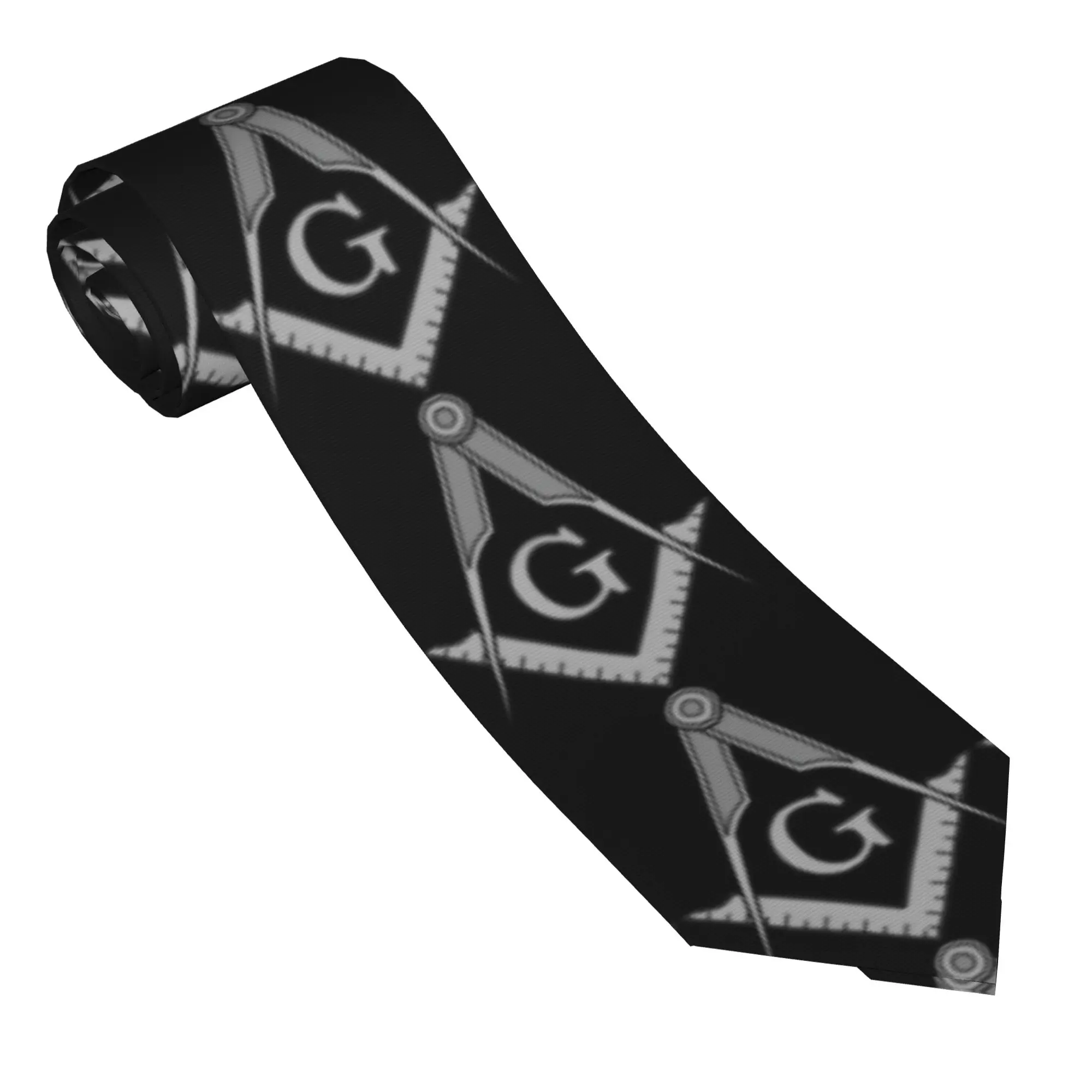 Masonic Freemasonry Symbol Tie Freemason Wedding Party Neck Ties Novelty Casual Neck Tie For Men Women Collar Tie Necktie Gift