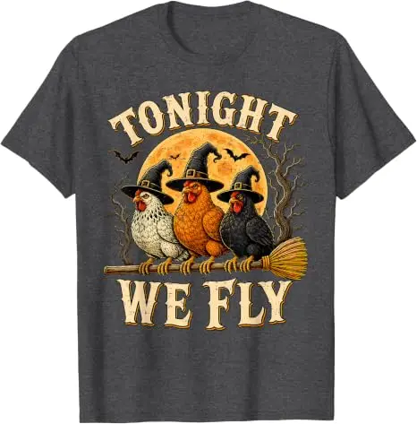 Heute Nacht fliegen wir, lustiges Hühner-T-Shirt, gruselige Saison, Bauernhof, Halloween-T-Shirt, Y2k-Humor, Bauern-Halloween-Partykleidung, grafische Bekleidung, Geschenke – Detail 14