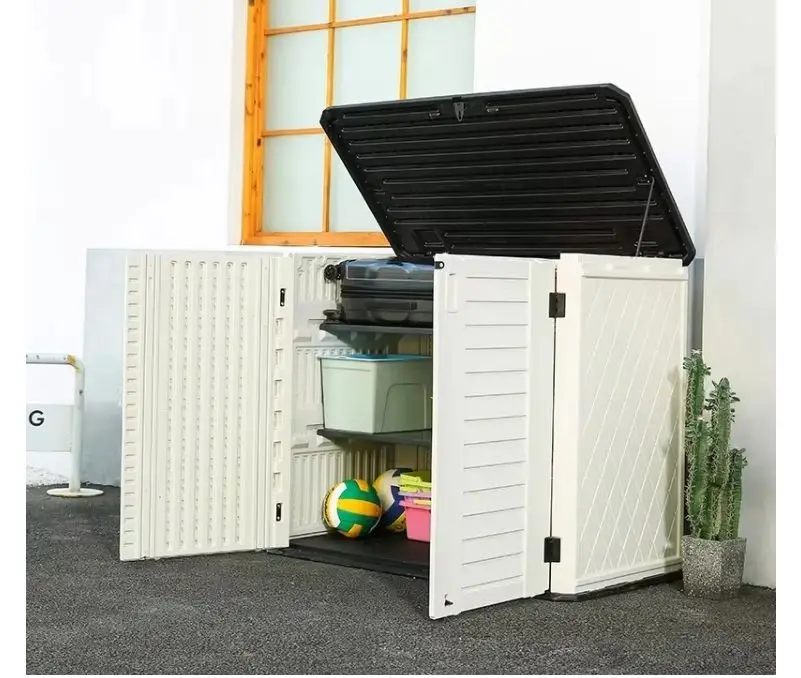Lockable Horizontal Outdoor Storage Shed Multi-Wall Resin Organizer for Garden Tools Cans 34 Cu.Ft Sand Hammock Stands