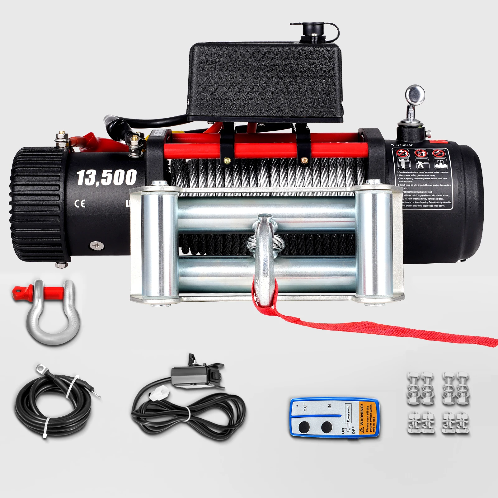 VEVOR Electric Winch Recovery 12v 13500Lb,Electric Truck Winch w/ Handle and Wireless Remote Control,w/92 ft Strong Steel Cable