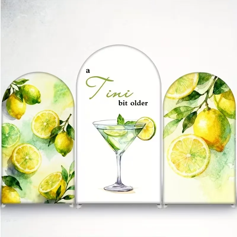 Mehofond Fondo de Decoración Personalizado de Doble Cara con Diseño de Martini y Limón, para Fiesta de Cumpleaños 'A Tini Bit Older' y Baby Shower, Fondo para Arco Chiara