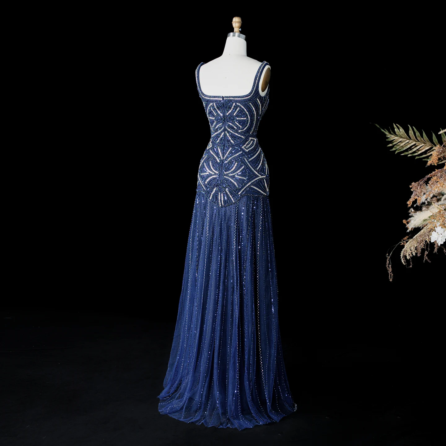 Sharon Said Dubai Champagnerfarbenes Abendkleid mit Spaghettiträgern und Kristallen, Arabisches Damen-Hochzeitskleid, SS552, Maßanfertigung – Detail 16