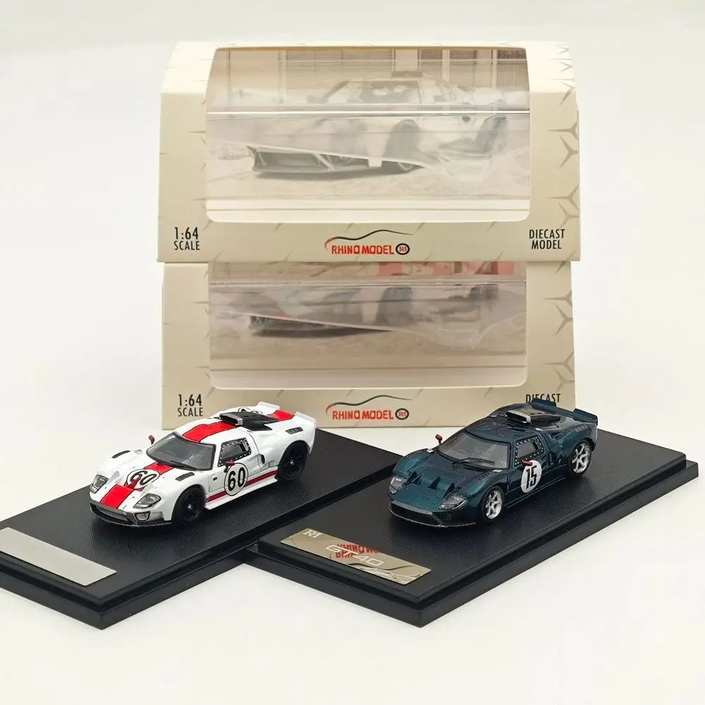 

Rhino Model 1/64 Scale For GT40 #60 #15 Magnetic Hood Limited Edition Diecast Model Car Miniature Collection Toy Vehicle Models