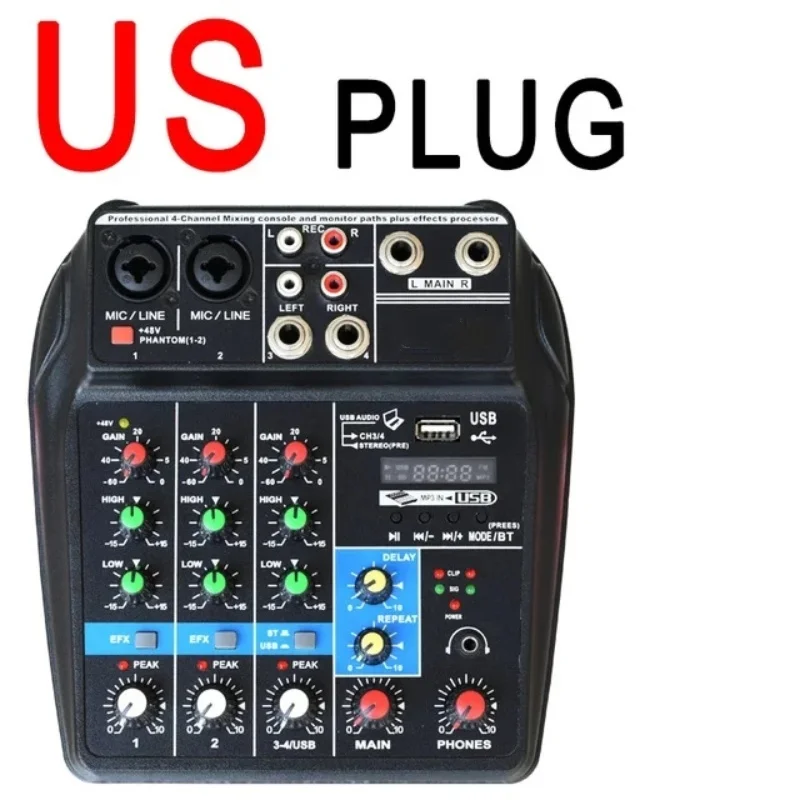 Bluetooth sound card digital small 4-way mixer professional stage live usb mini mixer