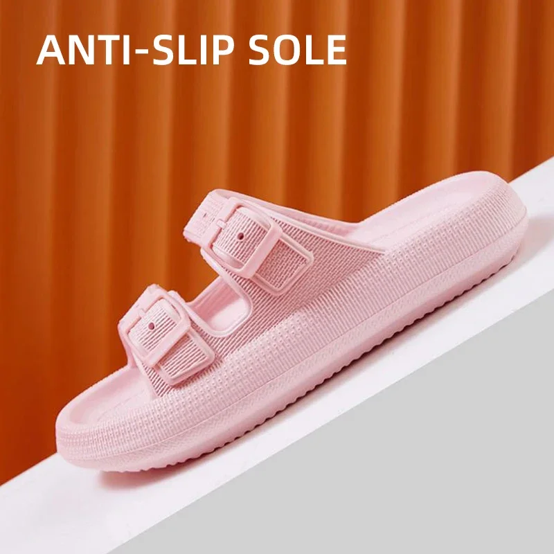 Fashion Buckle Thick Platform Cloud Slippers Couple 2026 Summer Beach Non Slip Slippers Woman Eva Soft Sole Home Slides Sandals view 4