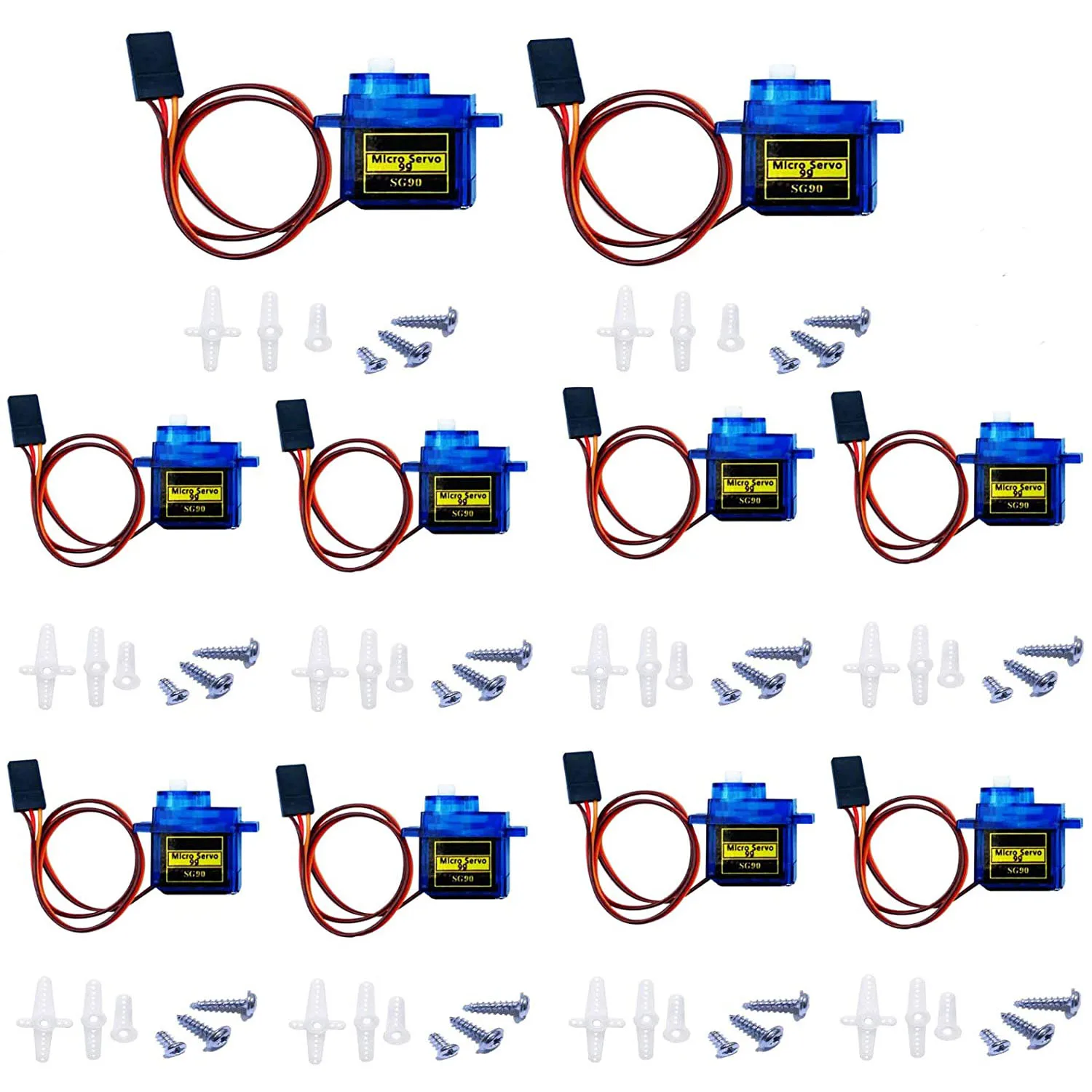 10pcs SG90 9G micro servo motor kit  used for robot arm RC/hand/walking, helicopter aircraft automobile ship cable control