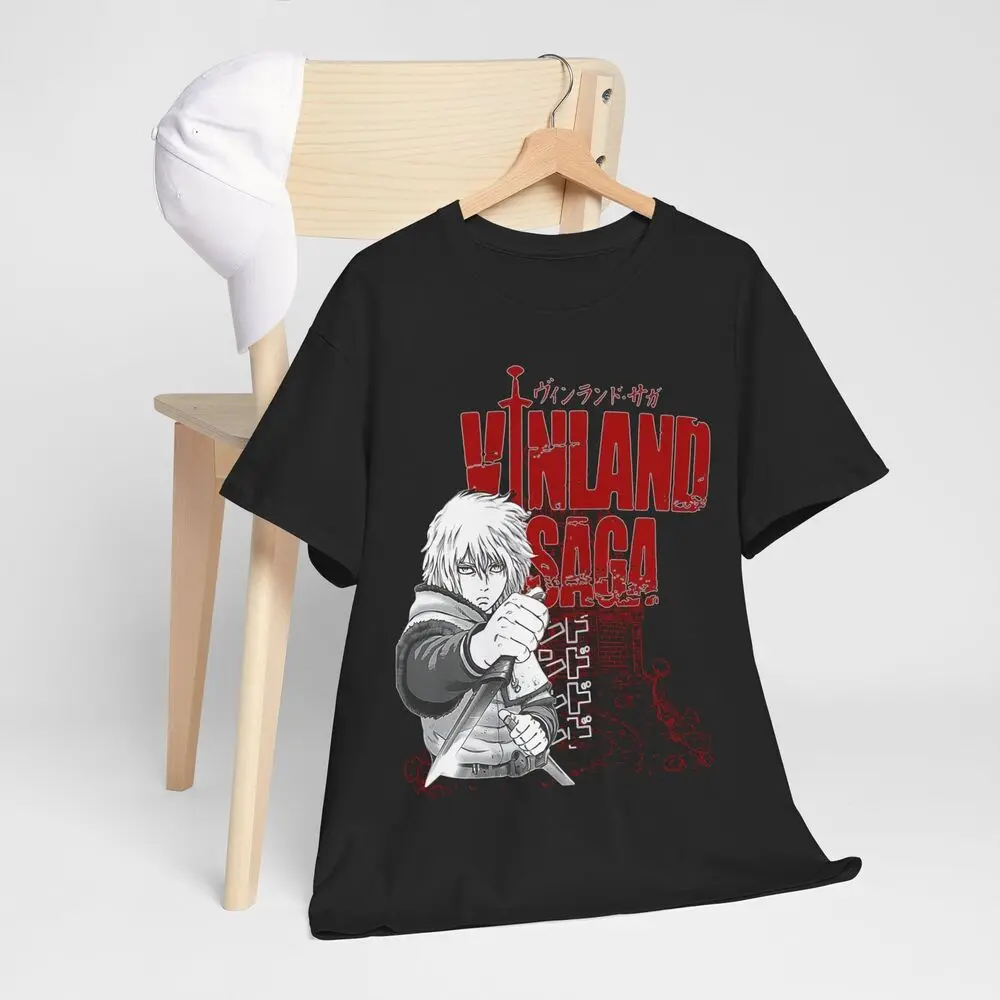 ビンランドサガにインスパイアされたアニメTシャツ,黒のTシャツ,thorfinn,アニメギフト