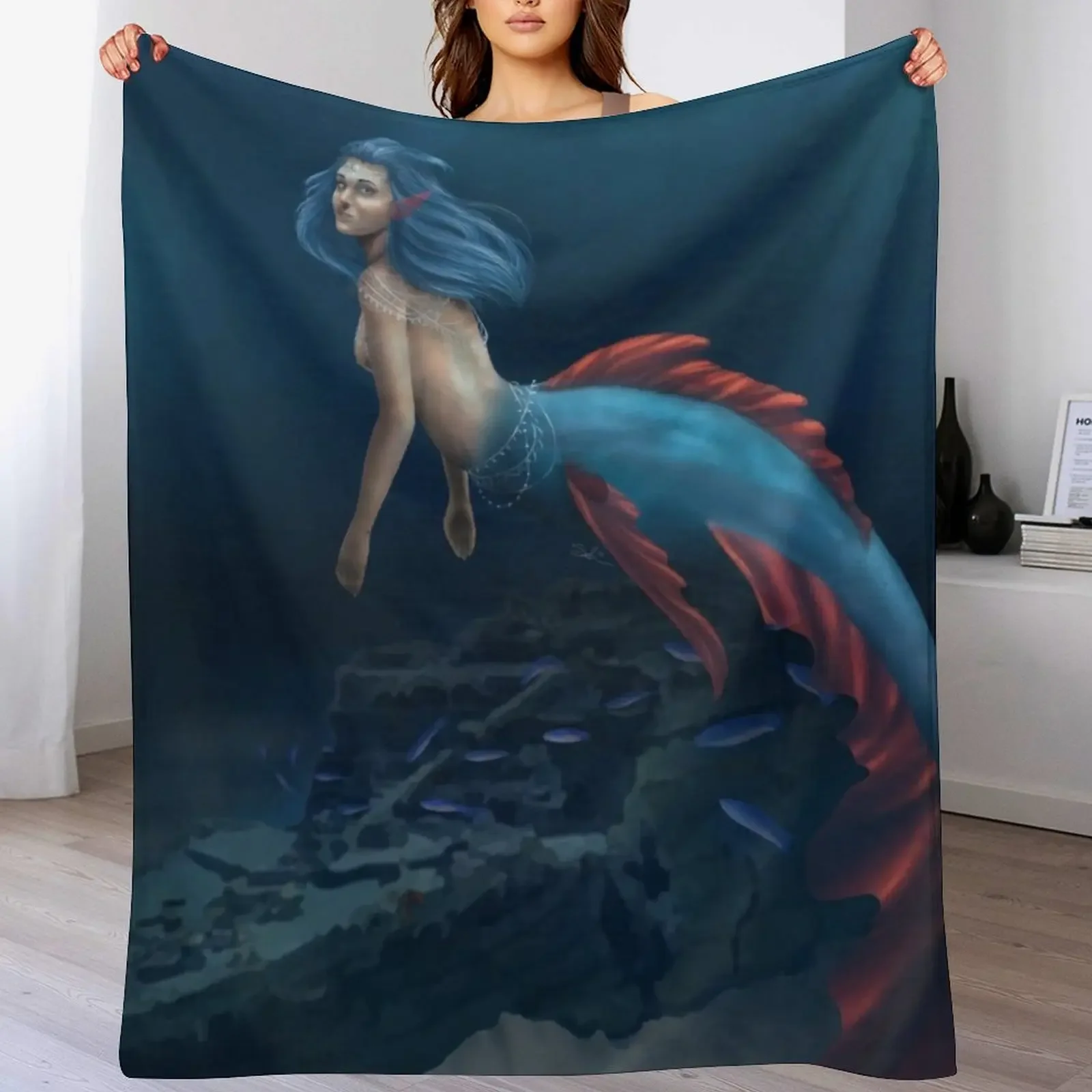 

Mermaid- Deep Sea Diving Throw Blanket Blankets For Bed halloween Decoratives Cute Blankets