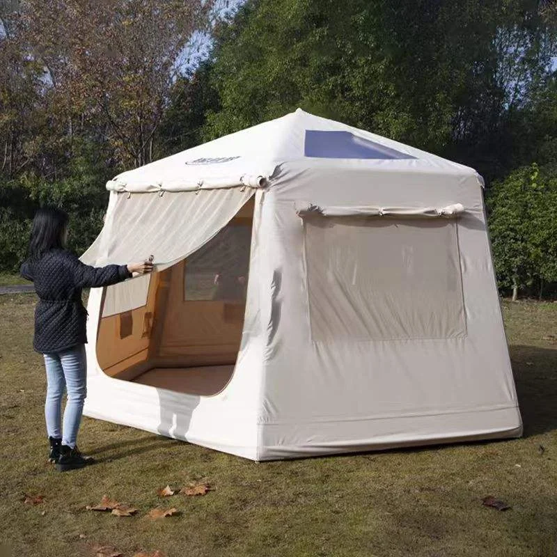 Hexagonal Inflatable Tent, Large Capacity Wind Resistant Warm, Portable Winter Camping Shelter for Outdoor Travel Use