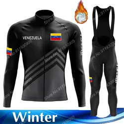 2025 Winter Venezuela Team Cycling Jersey Set Men Cycling Clothing Long Sleeve Road Race Bike Jacket Suit MTB Maillot