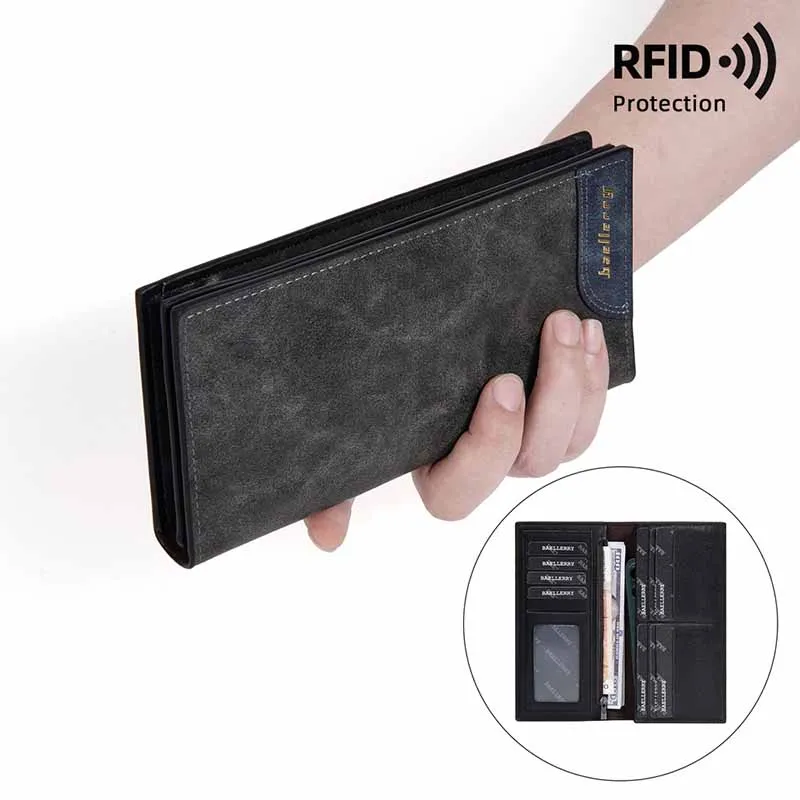 تتفاعل حجب سعة كبيرة الرجال محفظة الصلبة لينة الجلود حقيبة صغيرة الهاتف محفظة طويلة حامل بطاقة Carteira محفظة المال كليب