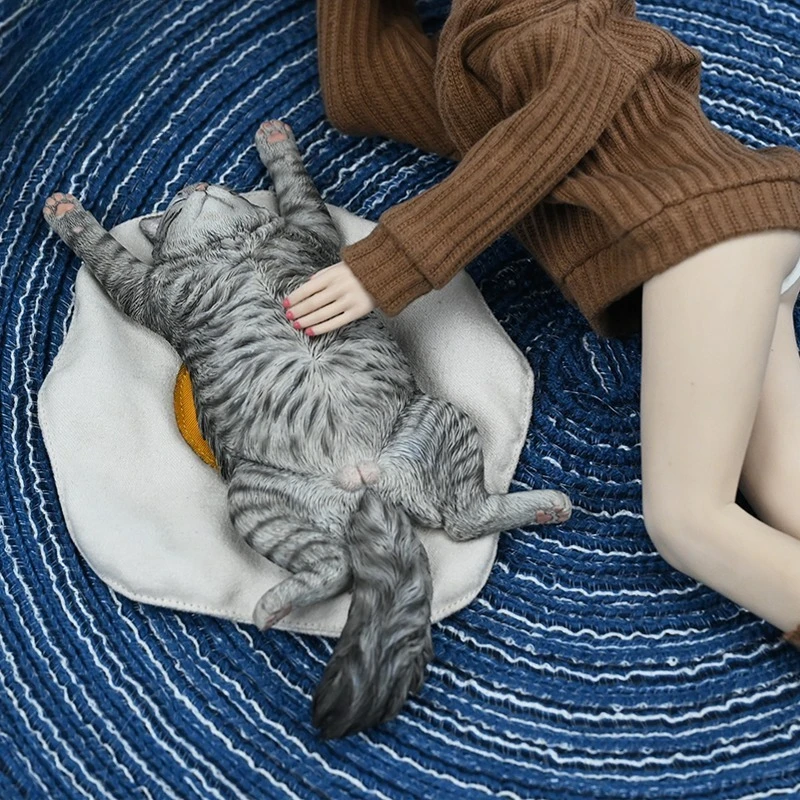Lying down cat model, sleeping kitten simulation pet periphery cute little ornament desktop figure