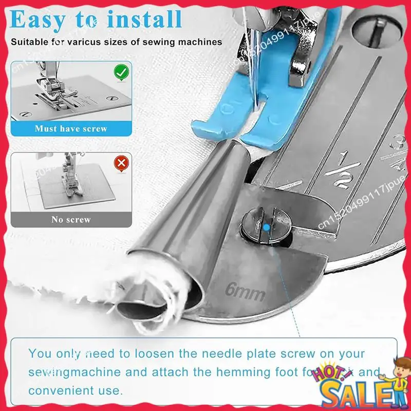 

Поворотная лапка для шитья BOFO и магнитная направляющая для швов, 3/4/5/6/7/8/9/10 мм, 8 размеров, широкая прижимная лапка для рулонного края