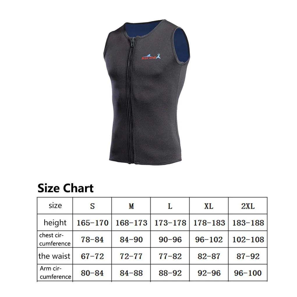 Men Swimsuit Water Sports Skin Friendly 2mm Diving Suit Swimming Tank Top Wetsuit Vest Warmer Clothes for Windsurfing