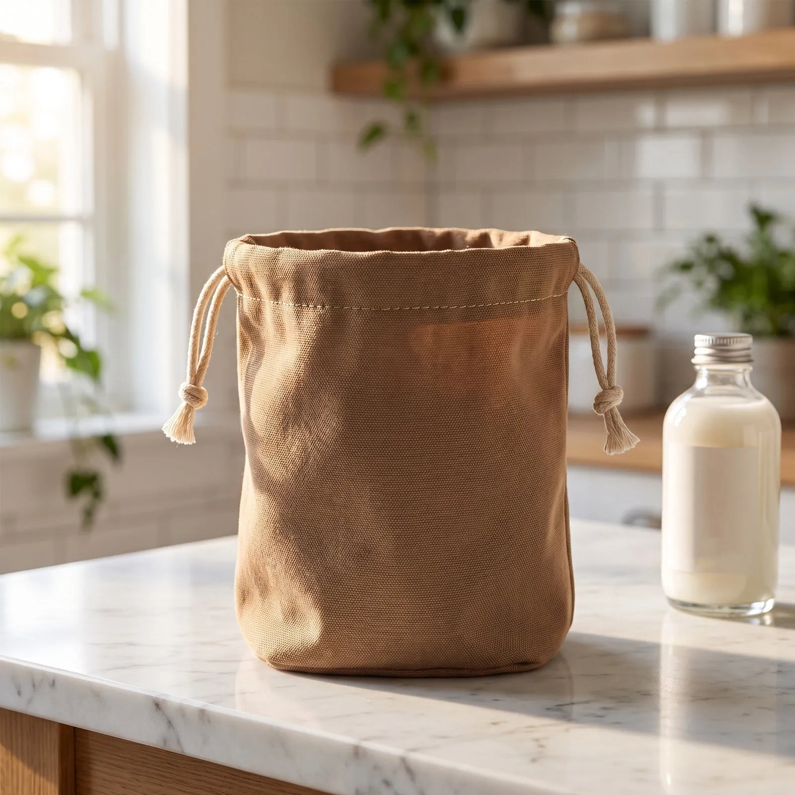Round Bucket Bag Organizer Insert Thick Canvas Purse Liner Drawstring Tote Bag Organizer Bucket Purse Insert Daily Commuting