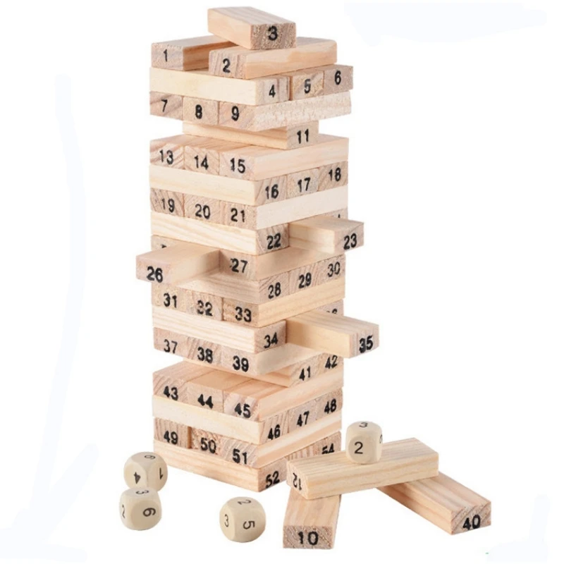 54 Educational Wooden Blocks Kids Balanced Wooden Blocks Adult Board Game Parent-child Interactive Kids Brain Development Toys