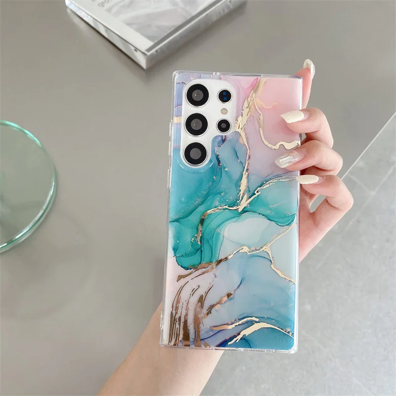 Luxury Creative Marble Texture Samsung Phone Case Fashion Shockproof Samsung Series Phone Soft Case Protective Back Covers