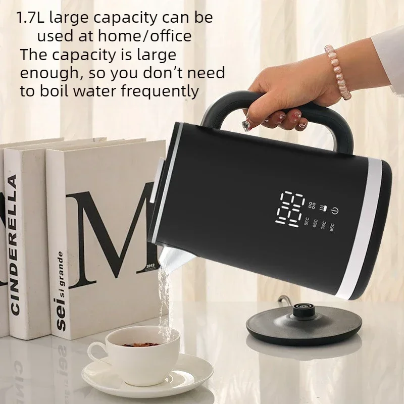 Large Capacity Hot Water Kettle Fast Heating Double Layer Anti Scald Temp Control Digital Display Thermostatic Electric Kettle