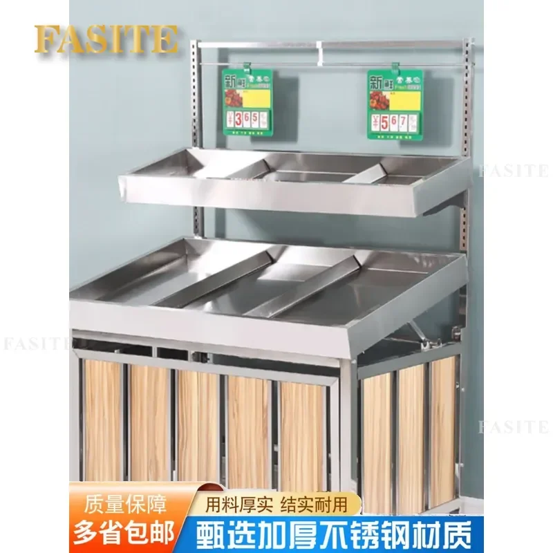 For Supermarket Convenience Store Stainless Steel Multi Layer Vegetable Fruit Display Shelf Fresh Produce Storage Rack