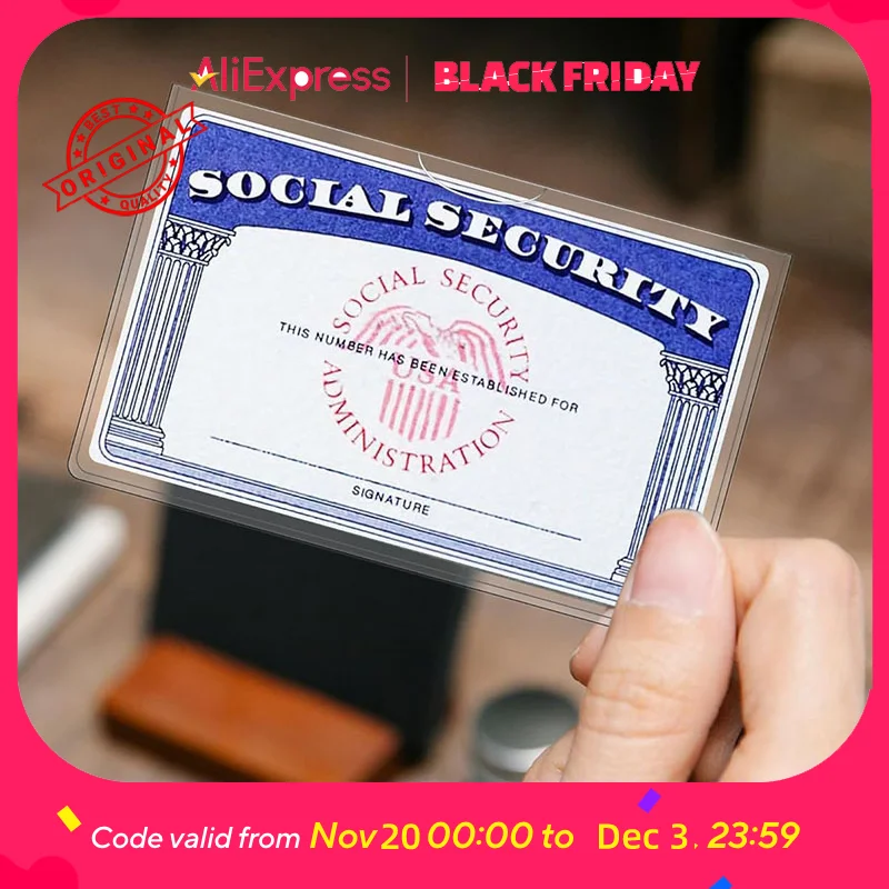 10Pack ID Card Holder, PVC Plastic Sleeve for Social Security Card Bus Pass, Clear Front & Back, Protective Cover for RFID Cards