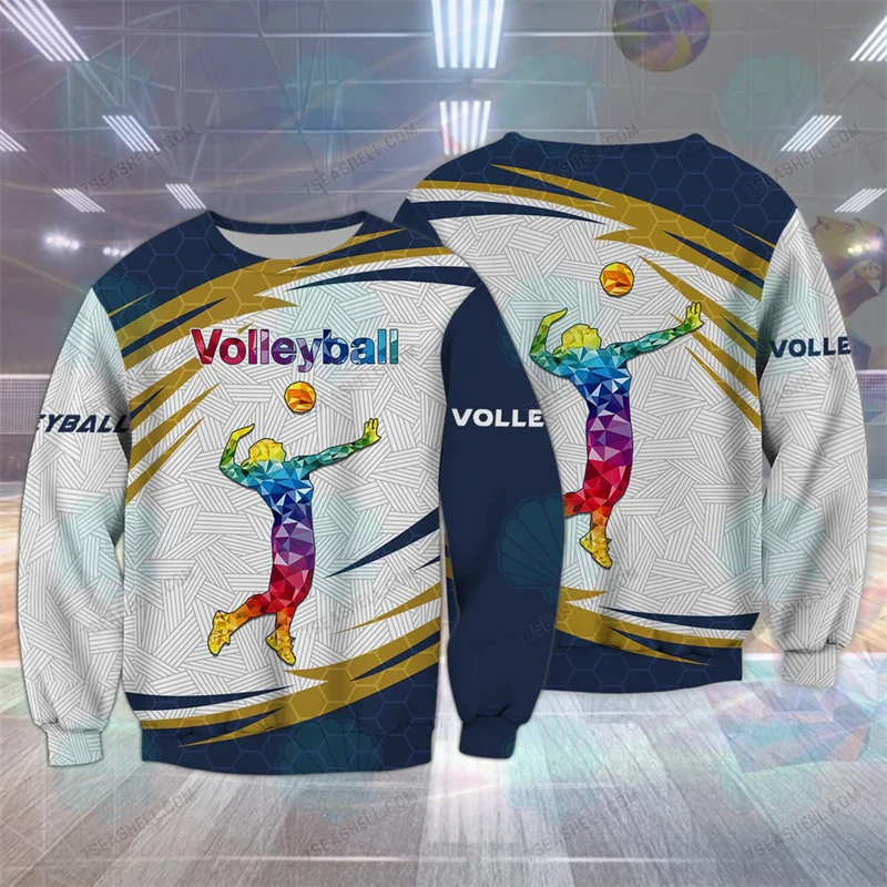 Volleyball Table Tennis Sweatshirt For Men Long Sleeve Round Neck Pullover Top Sportswear 2025 Spring Fashion New Male Hoodie