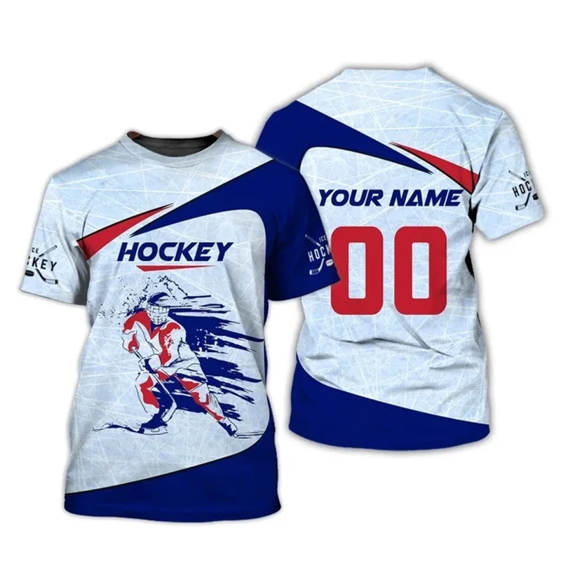 

Custom Name Hockey Sport Tshirt For Men New In Short Sleeve Plus Size Tee Shirt Top Mens Sport Jersey T Shirts Ropa Hombre