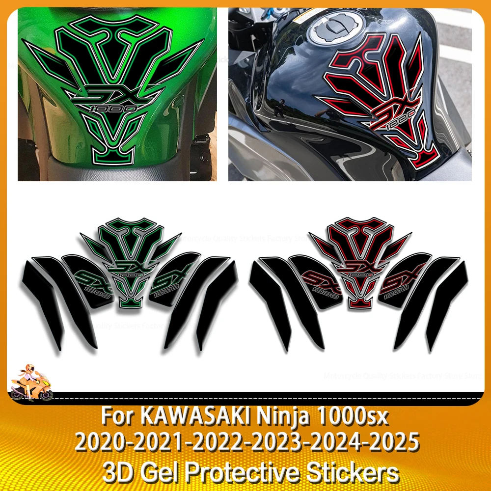 For KAWASAKI Z1000 SX  Ninja 1000sx 2020 - 2025 2024 2023 2022 2021 Motorcycle Tank Pad decal 3D Gel Paint Protection Sticker