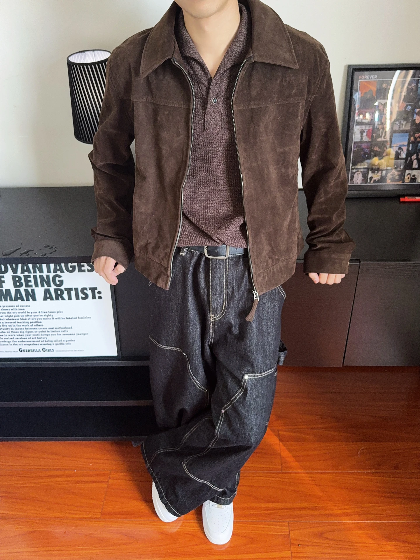 

Коричневое замшевое джето в стиле ретро, мужское весенне-осеннее пальто Qud CYB Faionable ort Biker Coat, молодежное пальто из смеси полиэстера