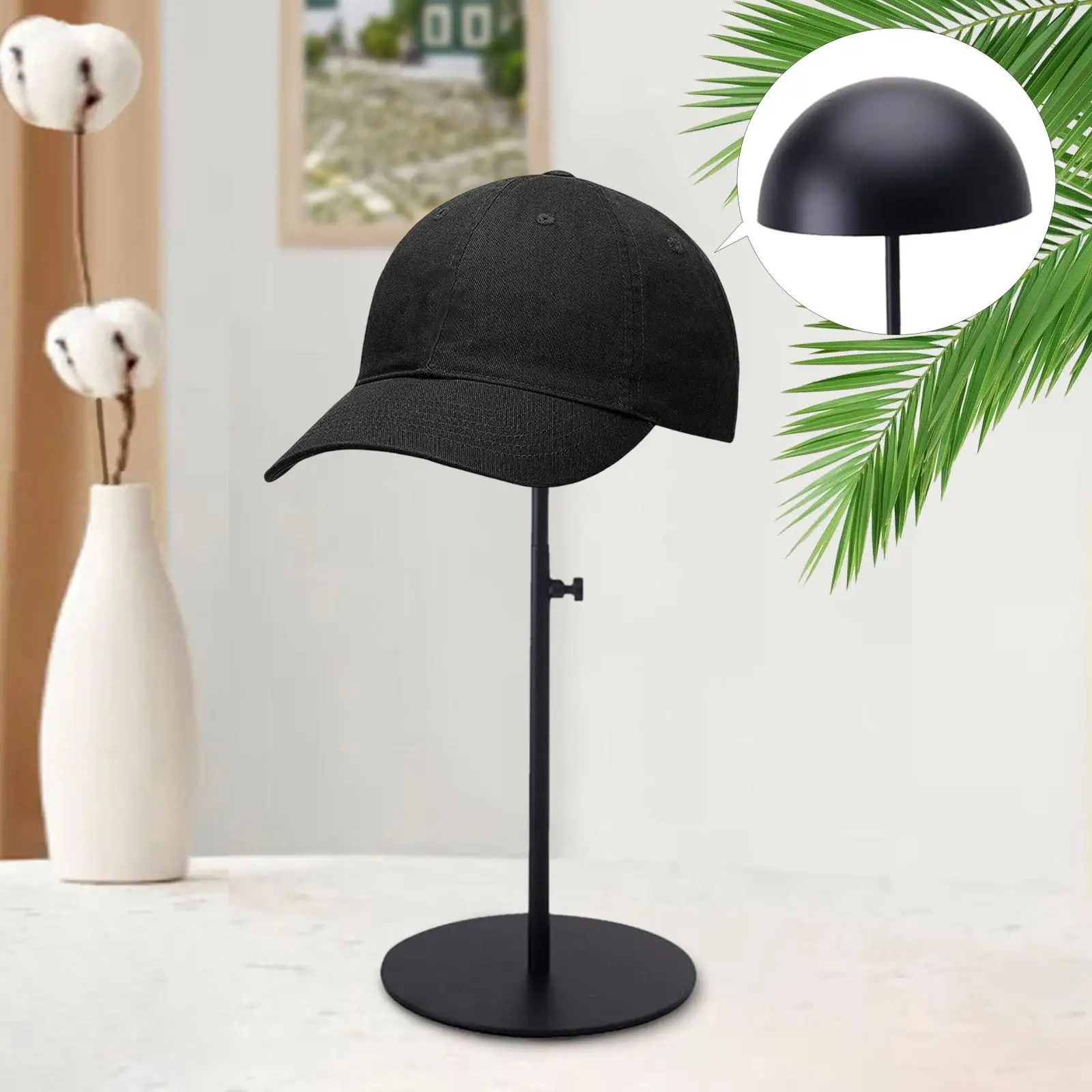 

Hat Display Stand Adjustable Height Storage Rack with Base Dome Shape Wig Holder Stainless Steel for Shop Malls Home Tabletop