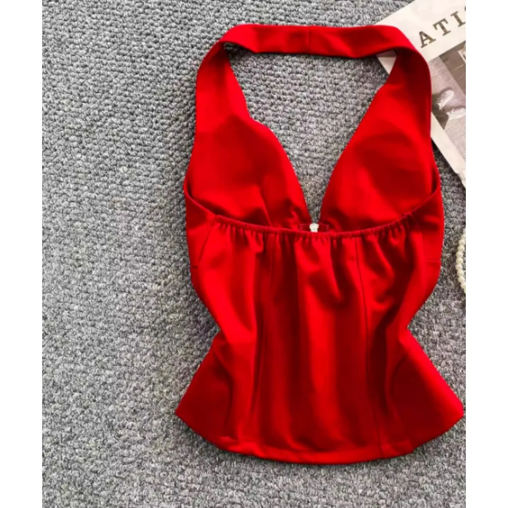 Women Chic camis V-neck halter off shoulder Sexy Sleeveless autumn Fashion tank Tops Women Crop Top