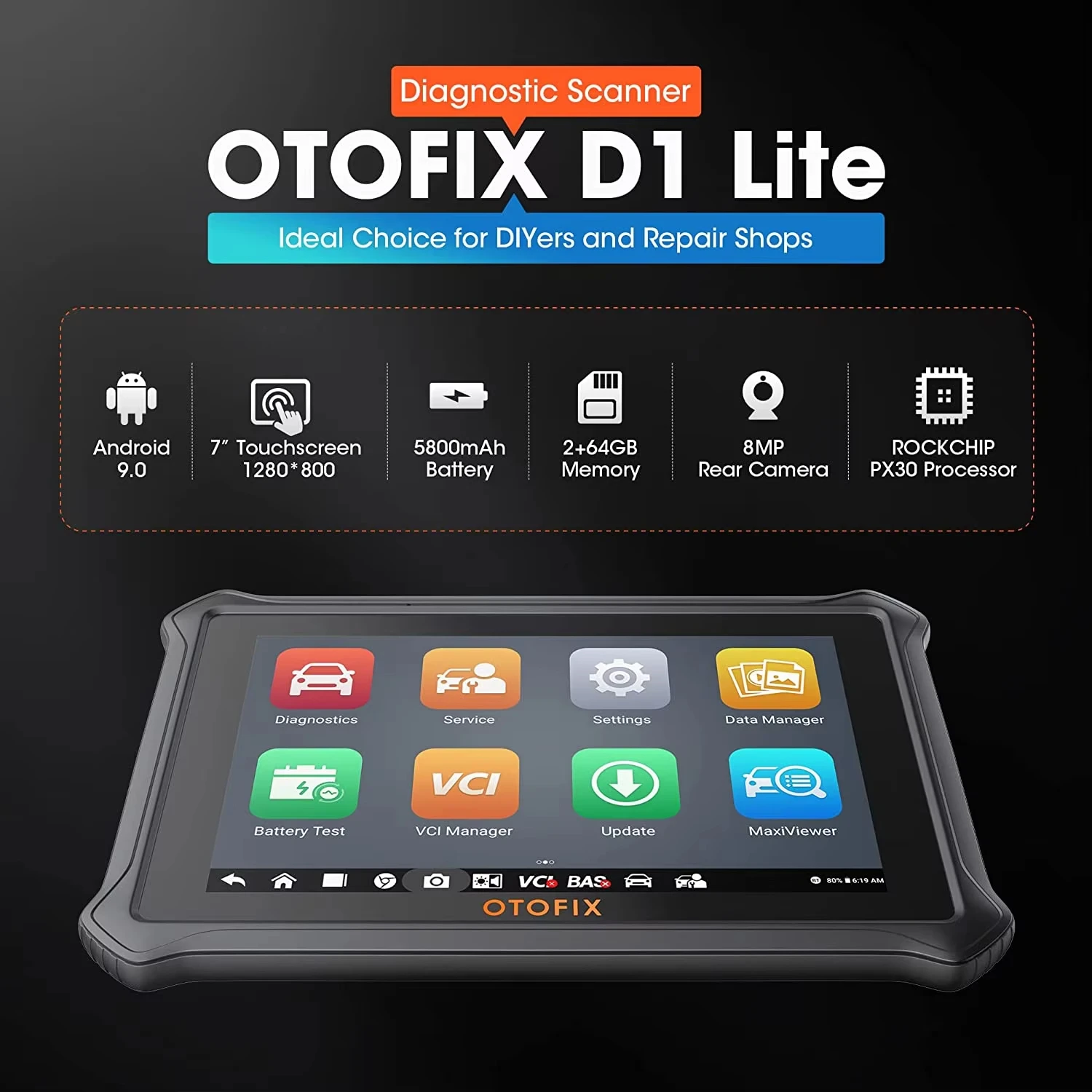 OTOFIX D1 Lite Bluetooth Car Diagnostic Tool OBD2 Scanner Bi-Directional Automotive Scan Tool 2 Years Free Update Active Test