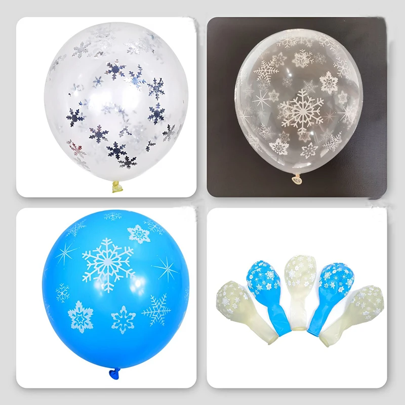 

New Arrive 12 inch Transparent Snowflake Latex Balloon Christmas Snowflake Paper Sequin Transparent Balloon