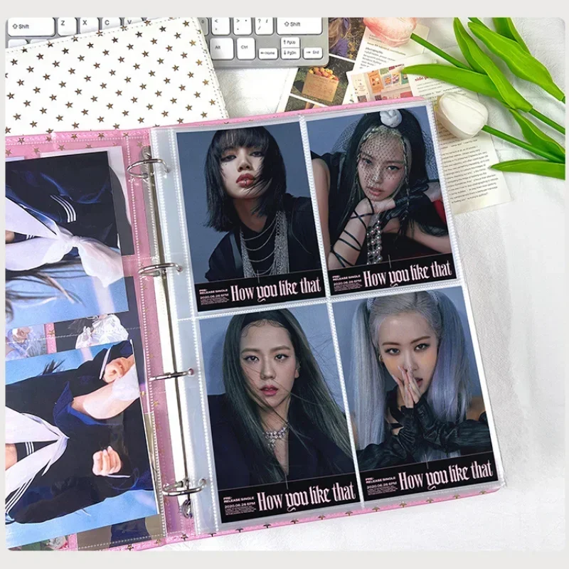 IFFVGX 10pcs A4 Binder Sleeves Photo Album Binders 1/2/4/6/9 Pockets Inner Pages Transparent Album Accessories Photocard Storage