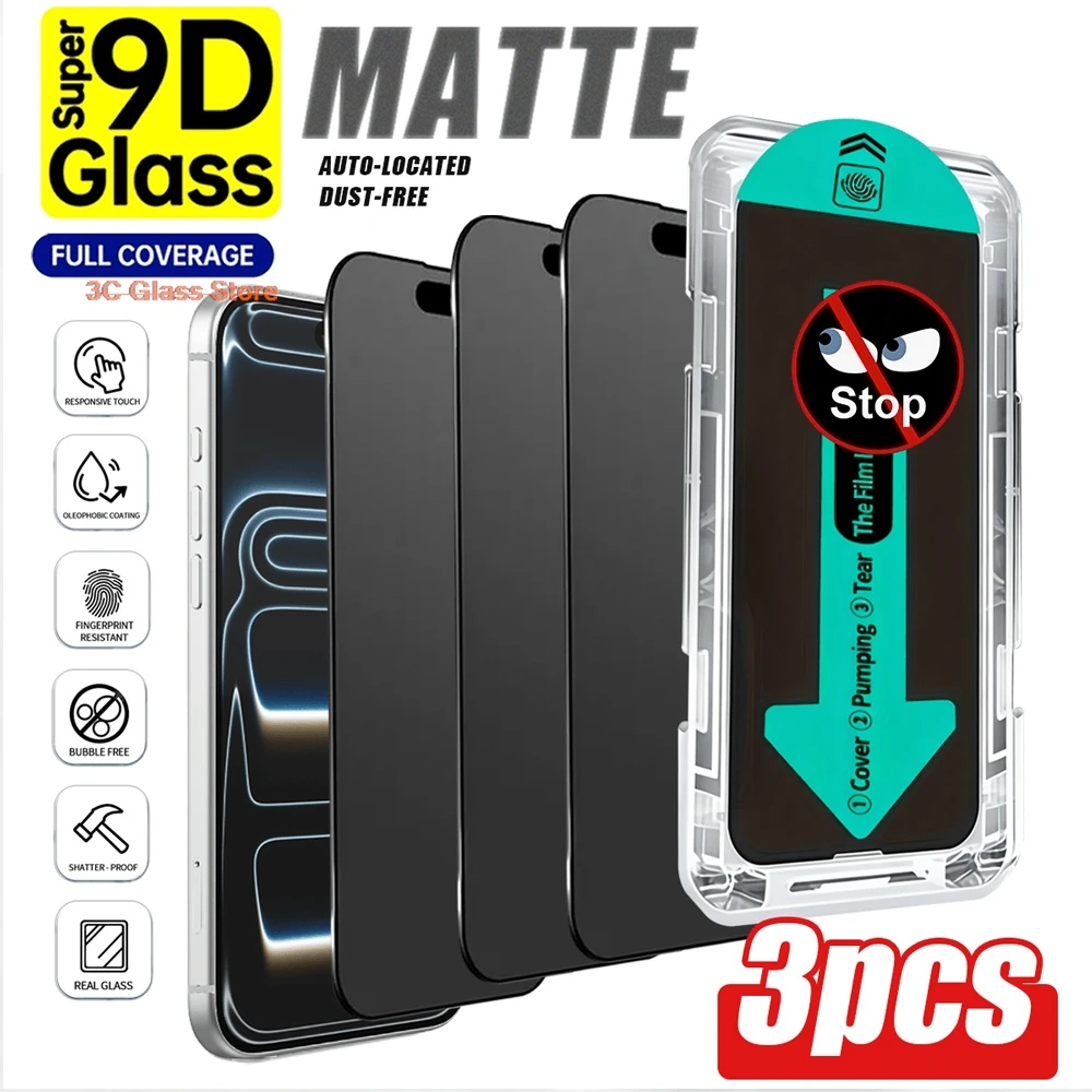 3 Stück Blickschutzfolie für iPhone 17 18 Pro Max 16 Pro 15 14 13 12 11 16e 14 Plus Air X Panzerglas Einfache Installation