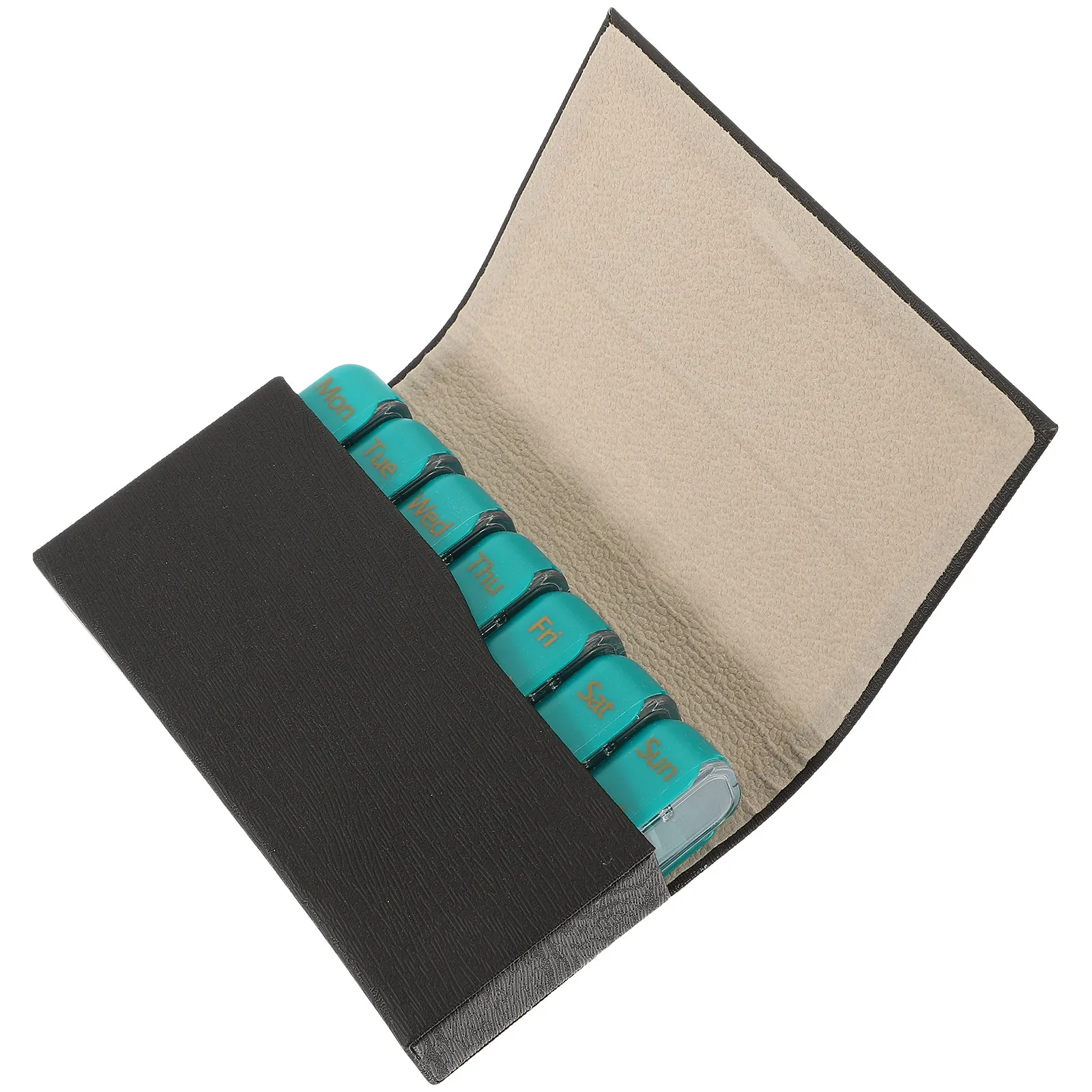 

1Set Compact Medicine Organizer Weekly Pill Box Portable Lightweight Travel Friendly with Lid Separate Compartments Storage Bag