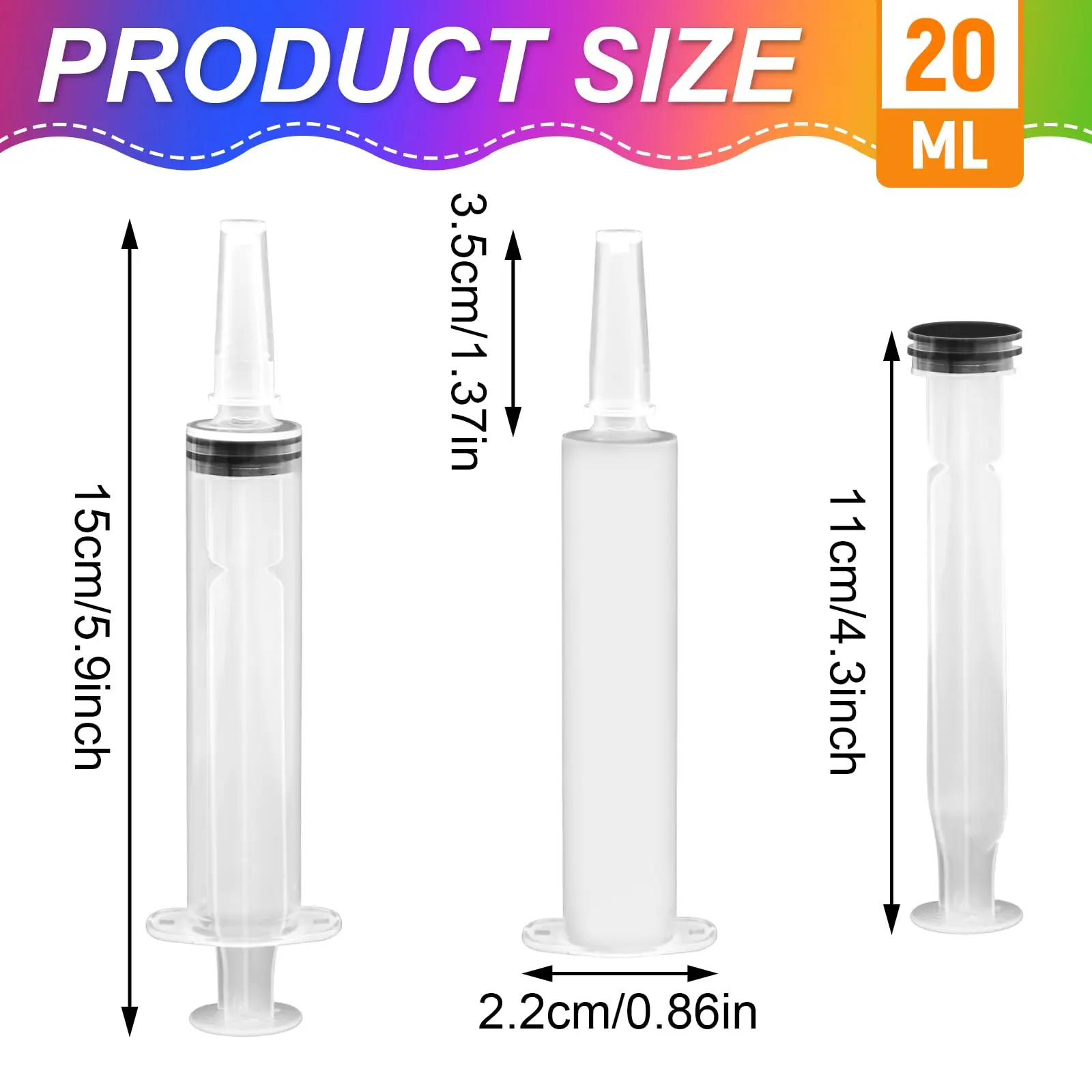 50Pcs 20ml Party Liquid Syringe BPA-Free Suringes Jelly Shot Syringe individually Packed  for Halloween, Bachelorette Parties