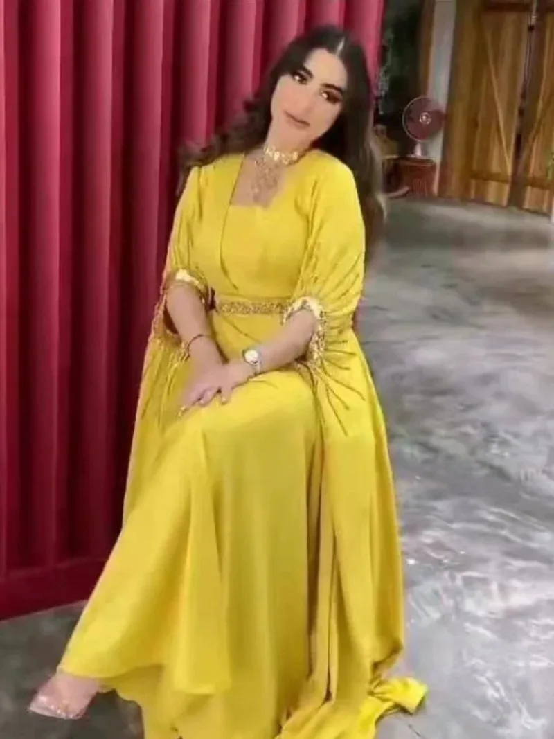 

Muslim Party Dress for Women Jalabiya Abaya Ramadan Long Sleeve Dresses Abayas WomanKimono Robe Moroccan Caftan Vestidos 2023