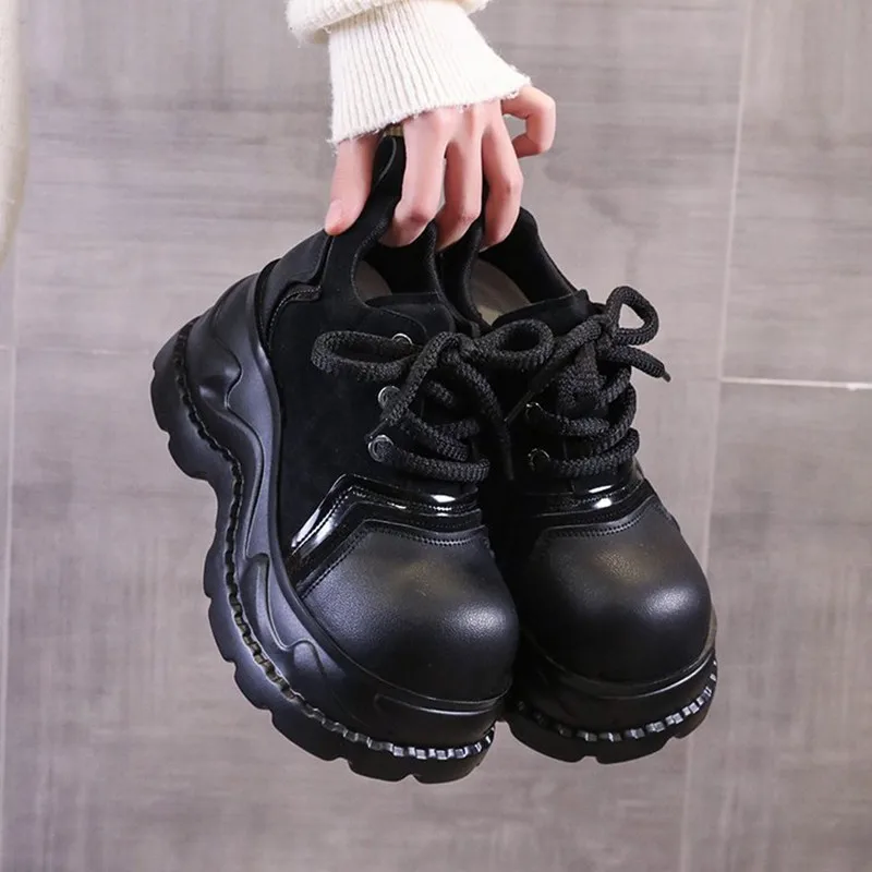 أحذية فاخرة مقسمة ذات نعل سميك منخفضة الارتفاع بمقدمة مستديرة ورباط علوي وكعب مقاوم للانزلاق لخريف وشتاء 2026 أحذية رياضية مكتنزة Zapatos Mujer