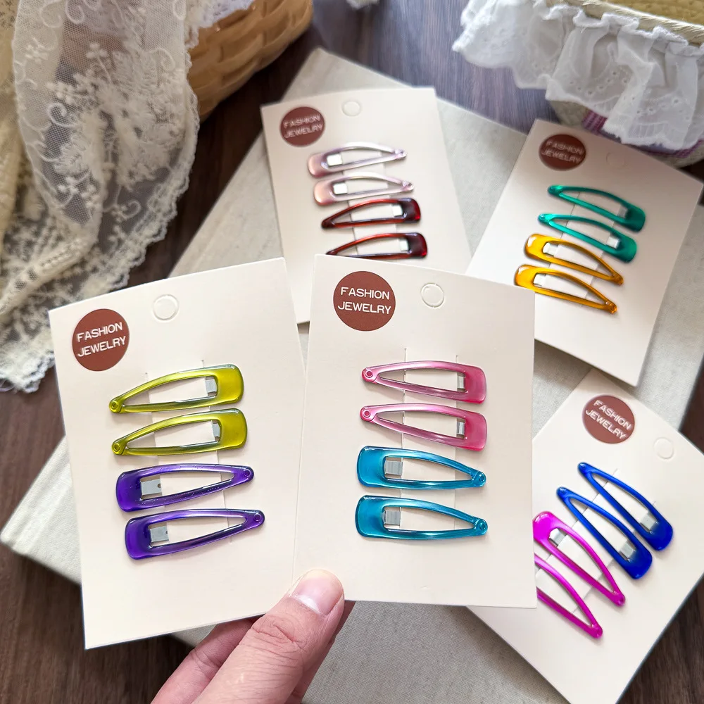 4pcs Colorful Small Hair Clips Hairpins BB Clips Korean Fashion Metal Barrettes  Baby Children Women Girls Styling Accessories