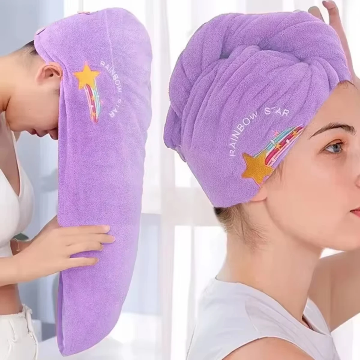 

1pc Quickly Dry Hair Hat Super Absorbent Soft Bathroom Women Head Towels Girls Cute Hair Towel Hair Dry Wrap Bonnets