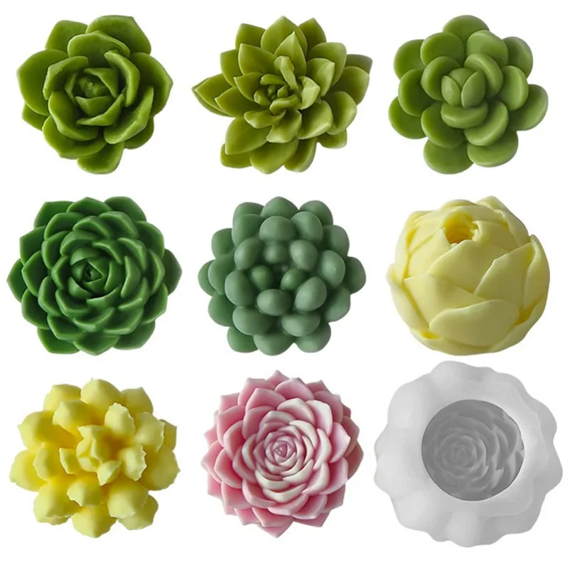 Large Succulent Candle Silicone Mold DIY Plant Flowers Soap Plaster Crafts Resin Mold Handmade Chocolate Candy Cake Baking Tools