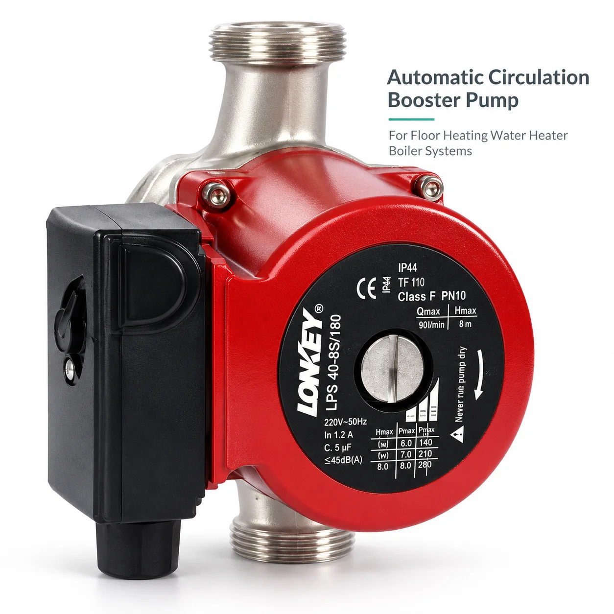 AOLIVIYA 220V Automatic Circulation Pump Booster Water Pump Three Speed Stainless Steel Heating Boiler Floor Heater DN25