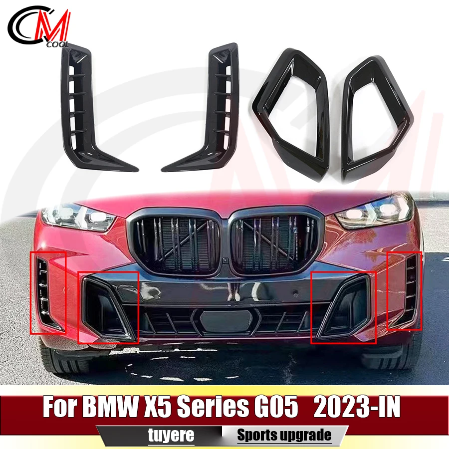 For BMW X5 Series G05 2023-IN Front bumper vent cover body kit, car fog light frame, fang-shaped vent trim