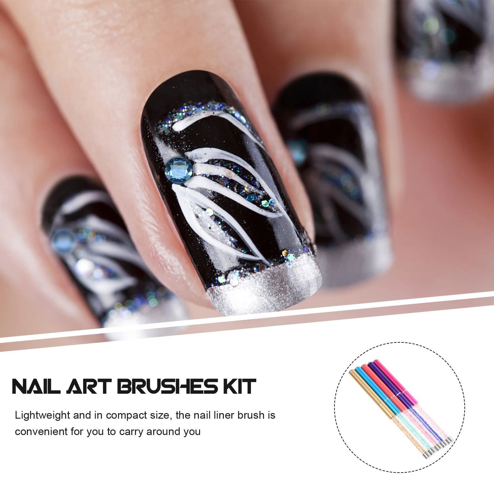 

5 шт. кисти для дизайна ногтей, нескользящая подводка для ручного рисования, дизайн ногтей, декоративные ручки, маникюр