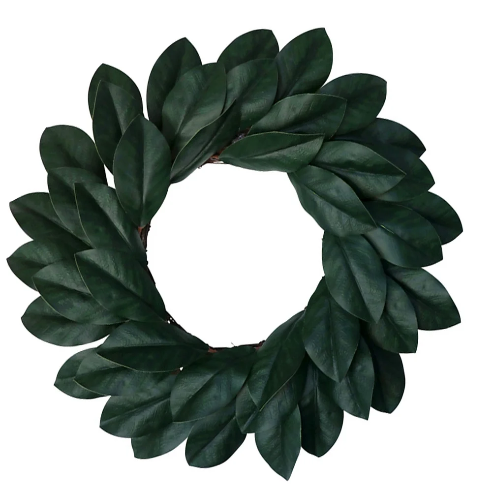 

1Pcs Artificial Magnolia Leaves Wreath Lifelike Green Plant Garland for Front Door Wall Decor Simulation Foliage Indoor Outdoor