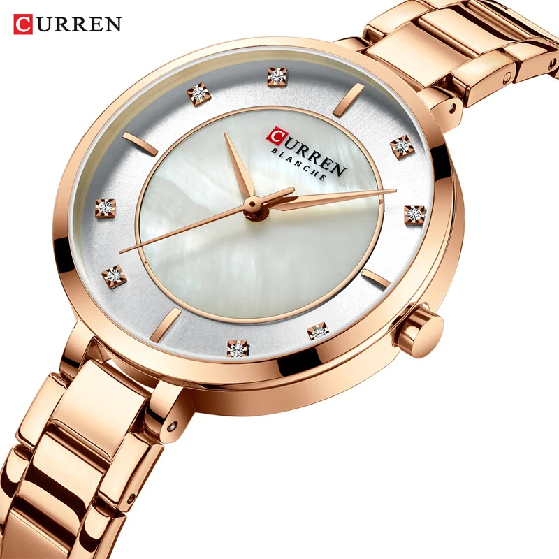 CURREN 9051 9100 9103 فستان أنيق للسيدات ساعات يد كوارتز للنساء تصميم سوار ساعة أنيق من الفولاذ المقاوم للصدأ