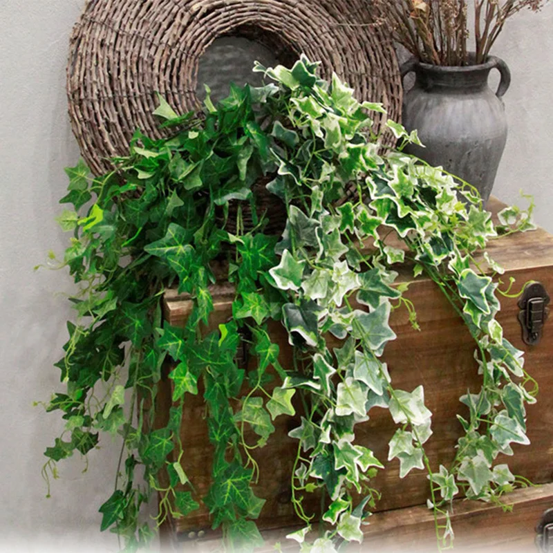 1pcs Artificial Vine Plants Hanging Large Bundle Ivy Leaf Green Plant Plastic Vine Plant Leaf Home Wedding Garden Tube Deco