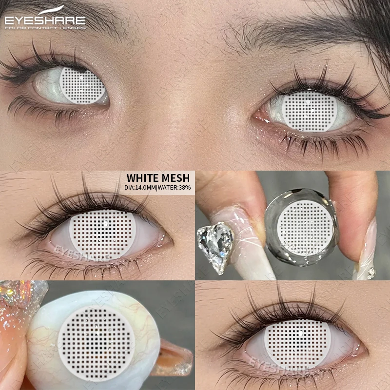 EYESHARE Halloween Weiß Farbige Kontaktlinsen Cosplay Verrückte Rote Kontaktlinsen Schwarz Anime Augenlinsen Weiße Schönheit Make-Up Linse – Detail 8