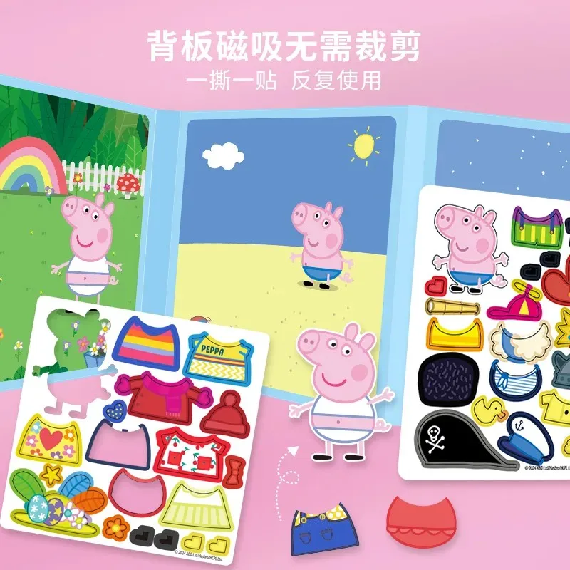 Peppa Pig Magnetic Dress Up Quiet Book Reusable Stickers No Cutting DIY Scene Activity Portable Travel Educational Book view 4