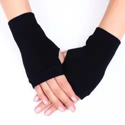 1 Pairs Winter Half Finger Gloves Knitted Fingerless MittensPure Color  Warm Cuff With Thumb Hole Stretchy Short Hand Warmer